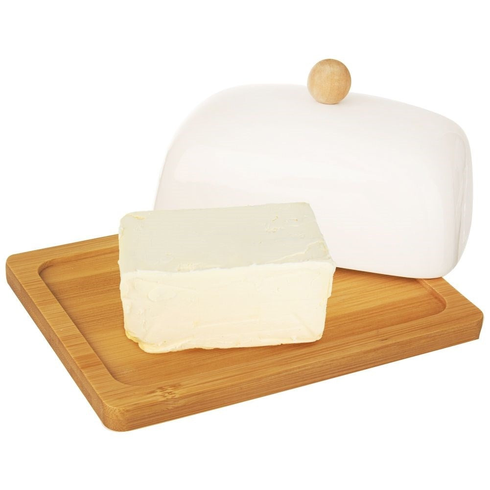 Elegant Butter Change in Porcelain and Bamboo