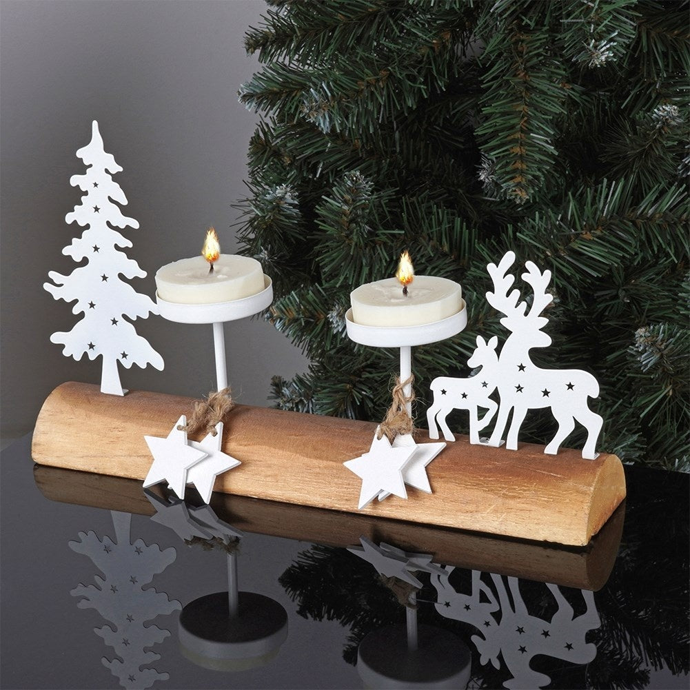 Elegant Candlestick for 2 Tealight candles in Wood and Metal