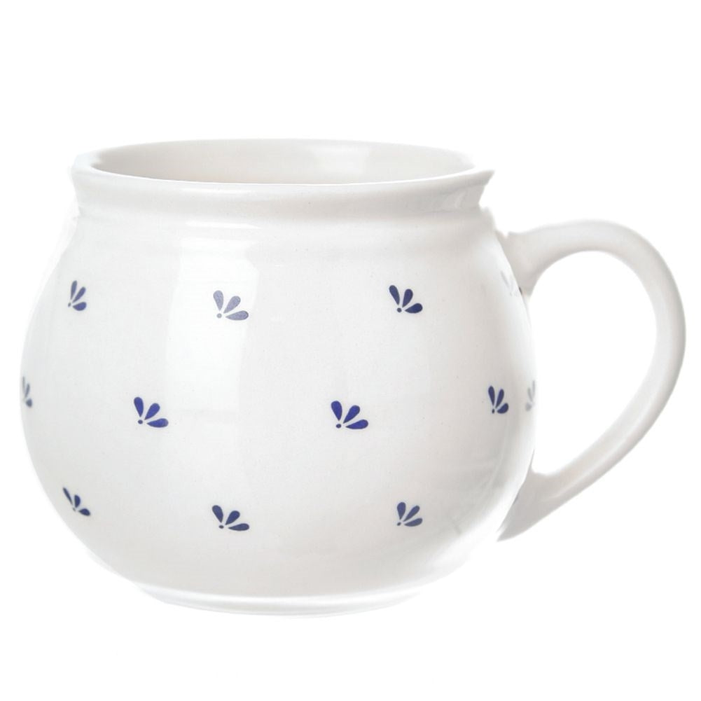 Elegant Ceramic Cup with Comfortable Handle and Navy Blue Decor