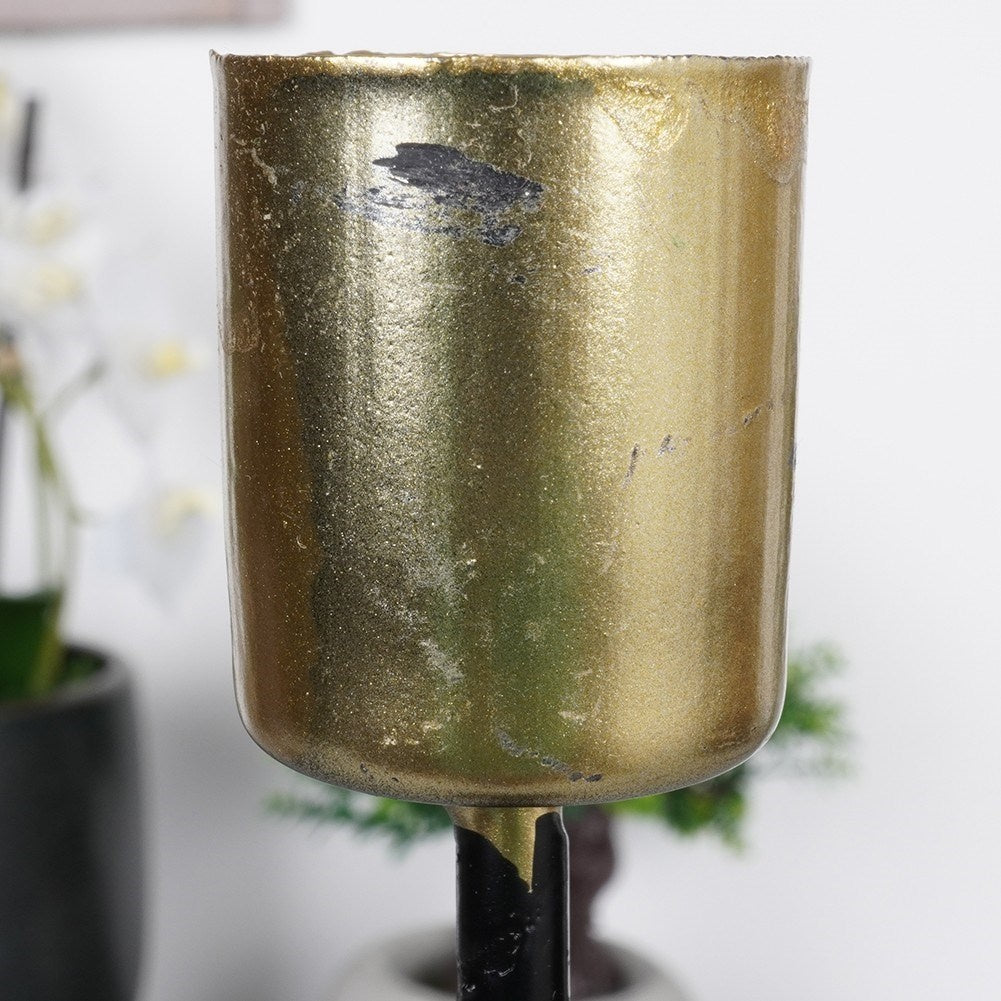 Elegant Classic Candlestick in Gold and Black for Long Candles