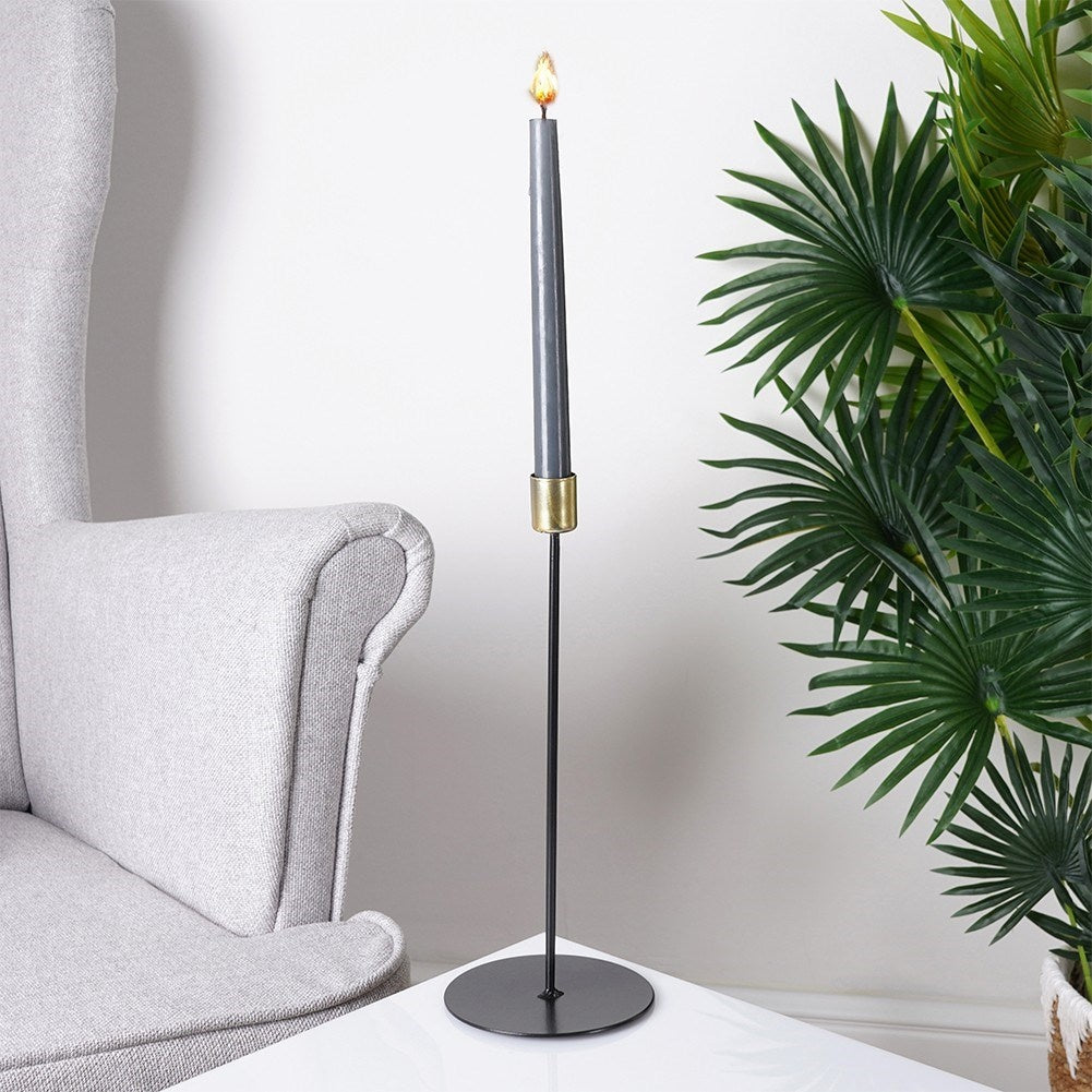 Elegant Classic Candlestick in Gold and Black for Long Candles