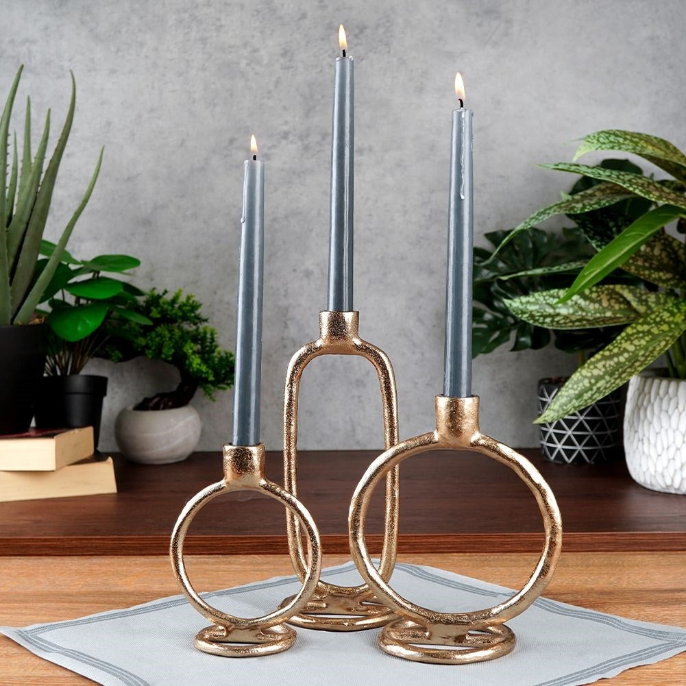 Elegant Classic Candlestick in Golden Aluminum