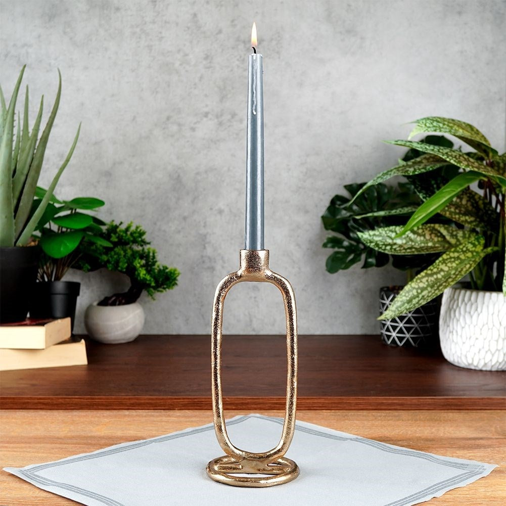 Elegant Classic Candlestick in Golden Aluminum