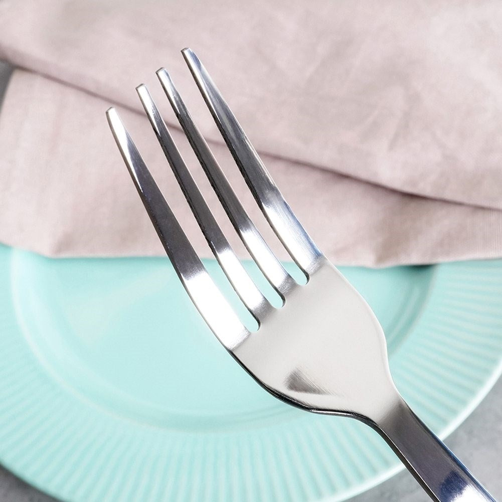 Elegant Dessert Fork 18 cm in Stainless Steel with Wooden Design