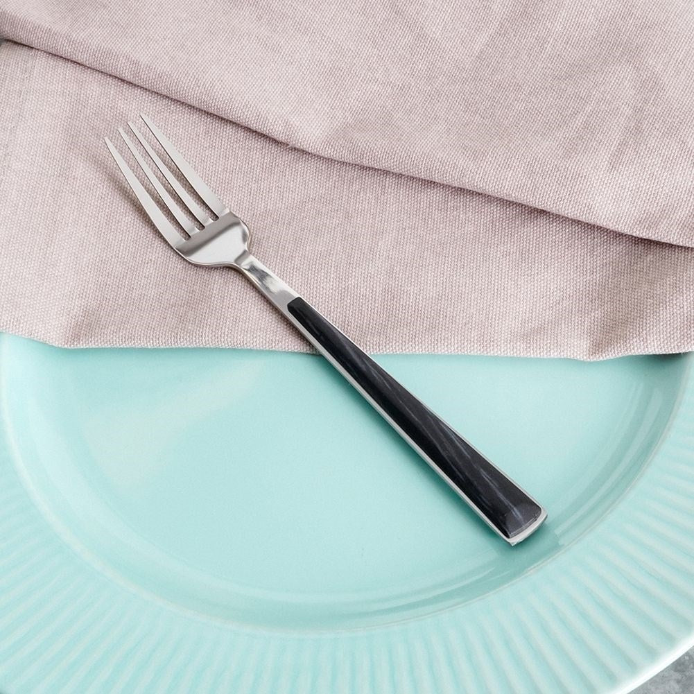 Elegant Dessert Fork 18 cm in Stainless Steel with Wooden Design