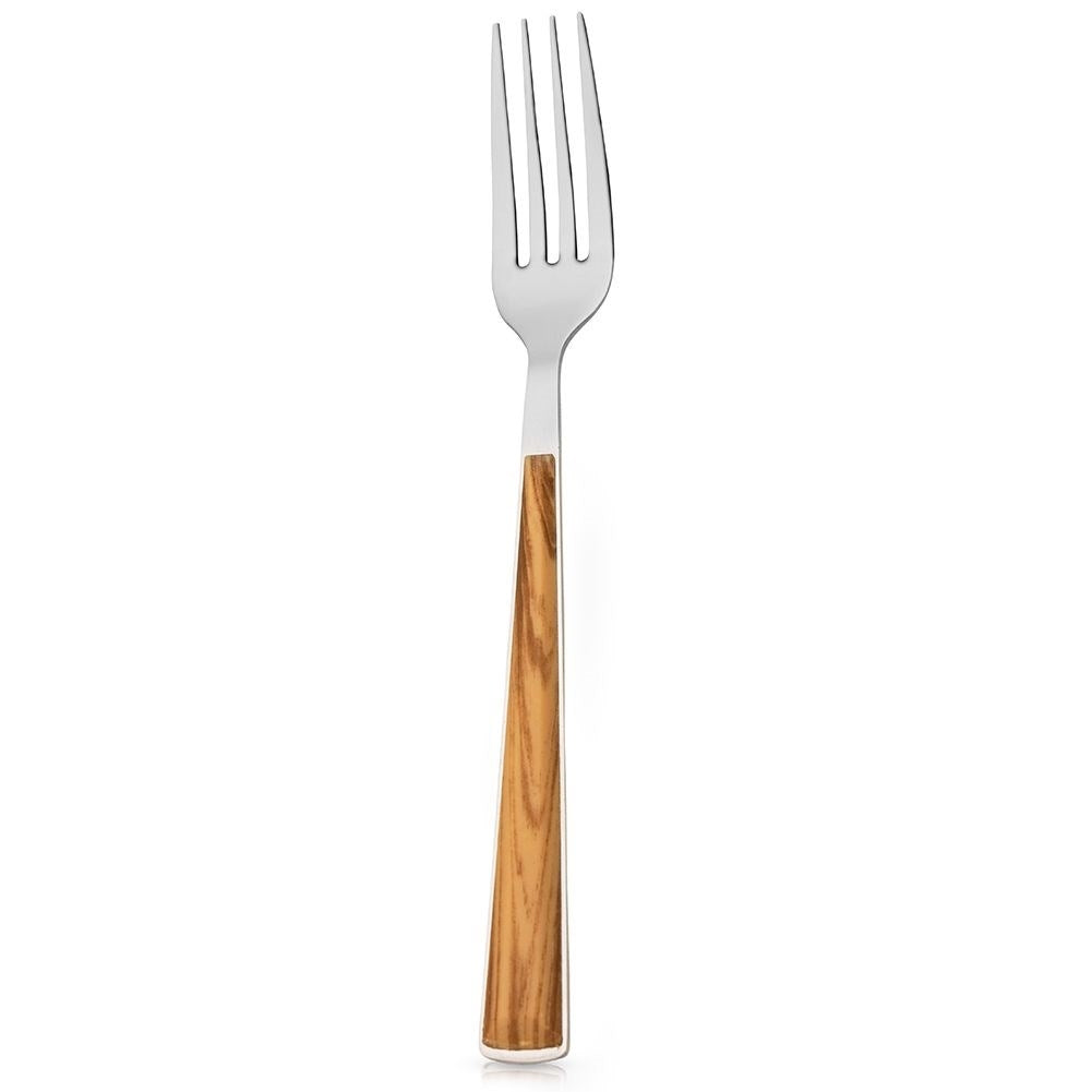 Elegant Dessert Fork in Stainless Steel with Wood Imitation