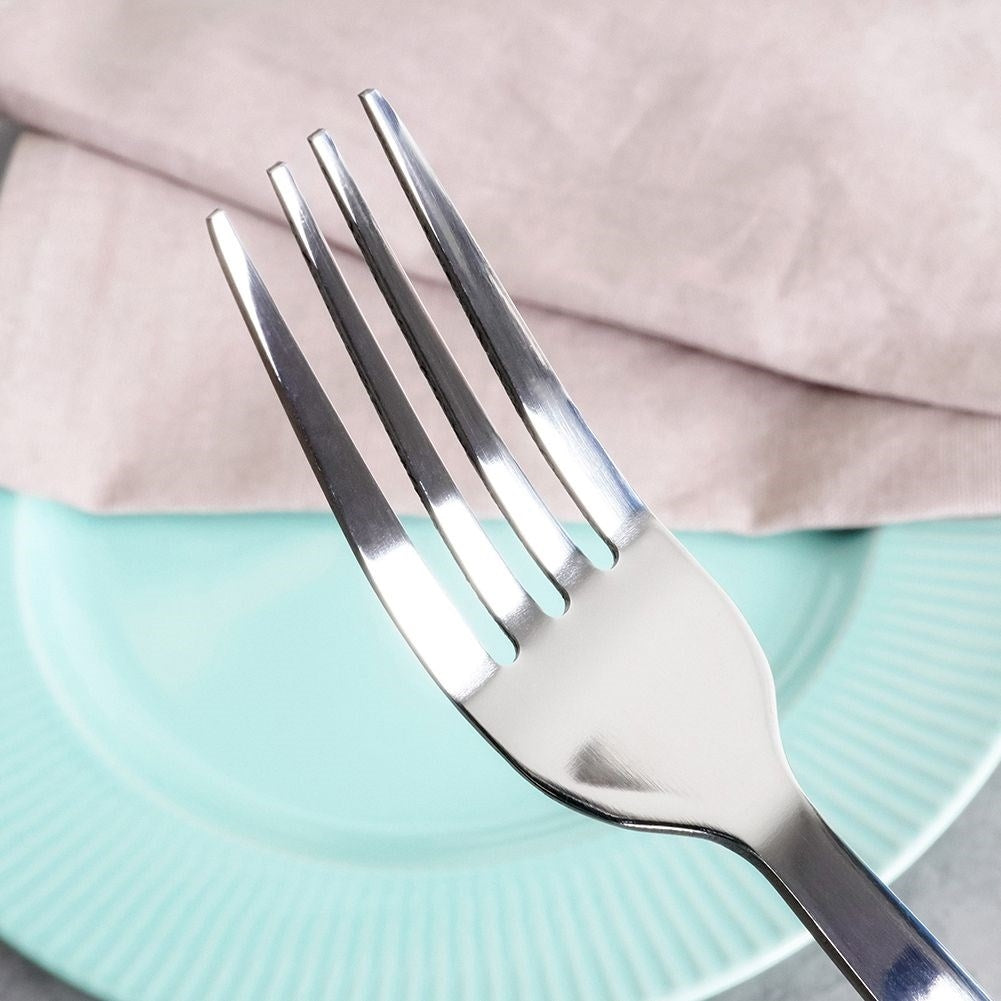 Elegant Dessert Fork in Stainless Steel with Wood Imitation