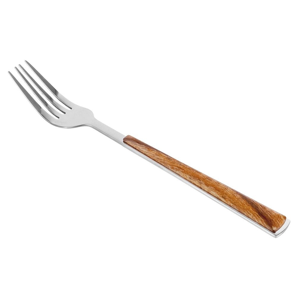 Elegant Dessert Fork in Stainless Steel with Wood Imitation