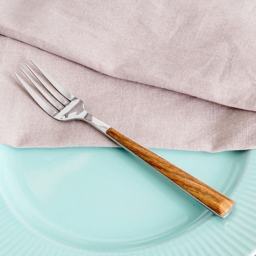 Elegant Dinner Spoon in Stainless Steel, Imitation Wood, Dishwasher Safe