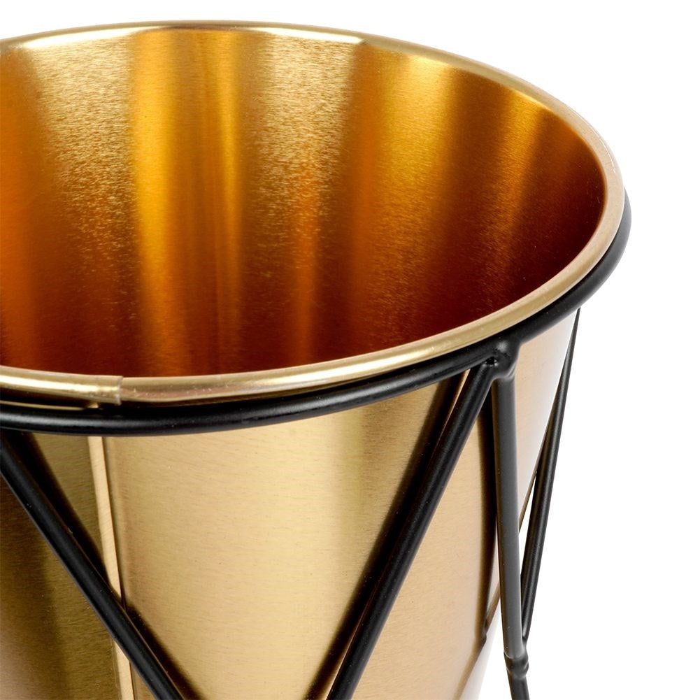 Elegant Flowerpot with Stand in Black and Gold