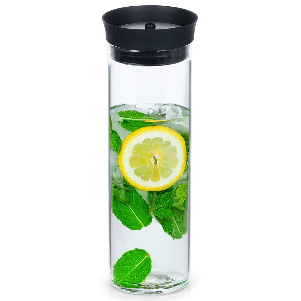 Elegant Glass Jug with Lid - 1L, Smart Pouring System
