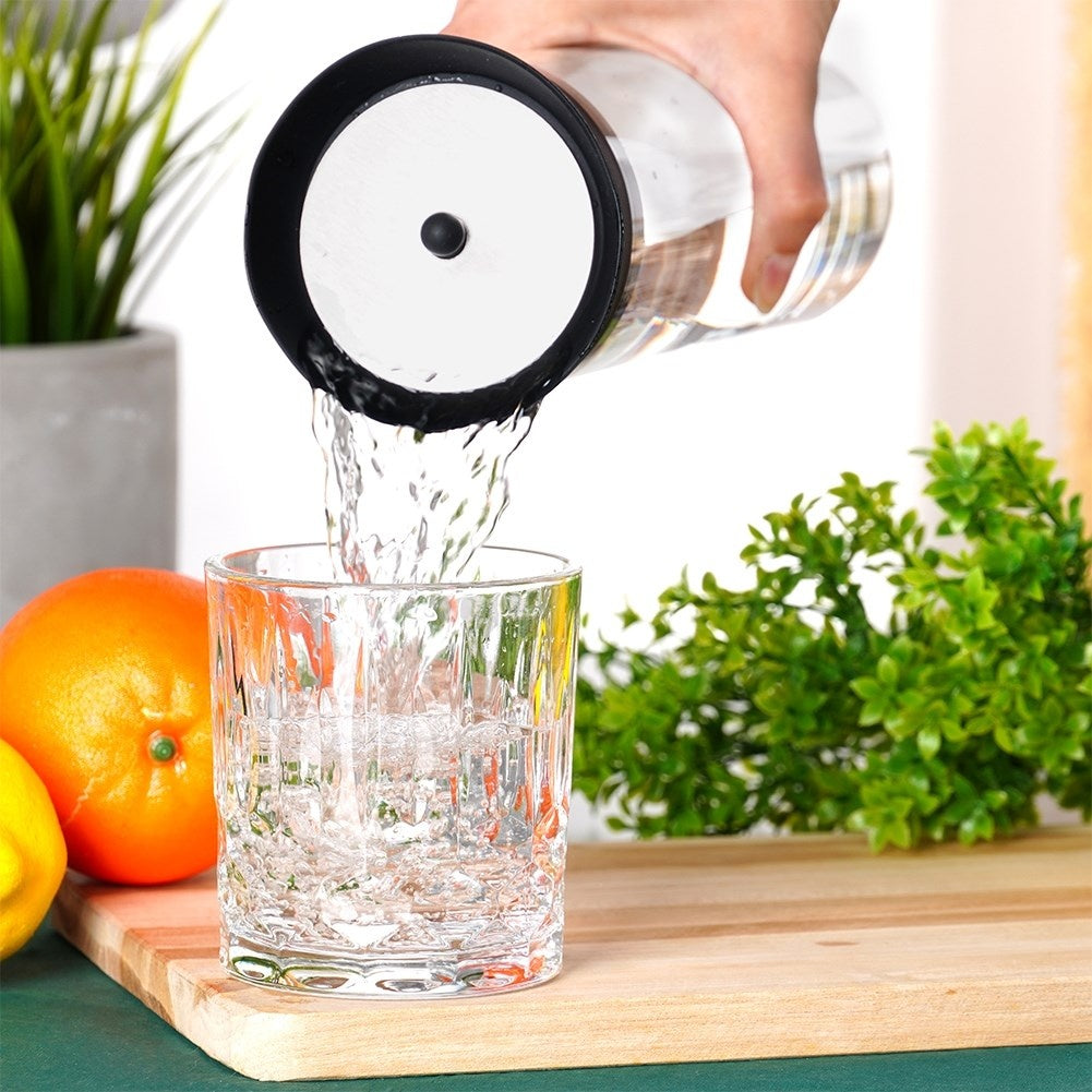 Elegant Glass Jug with Lid - 1L, Smart Pouring System