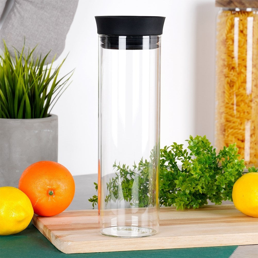 Elegant Glass Jug with Lid - 1L, Smart Pouring System