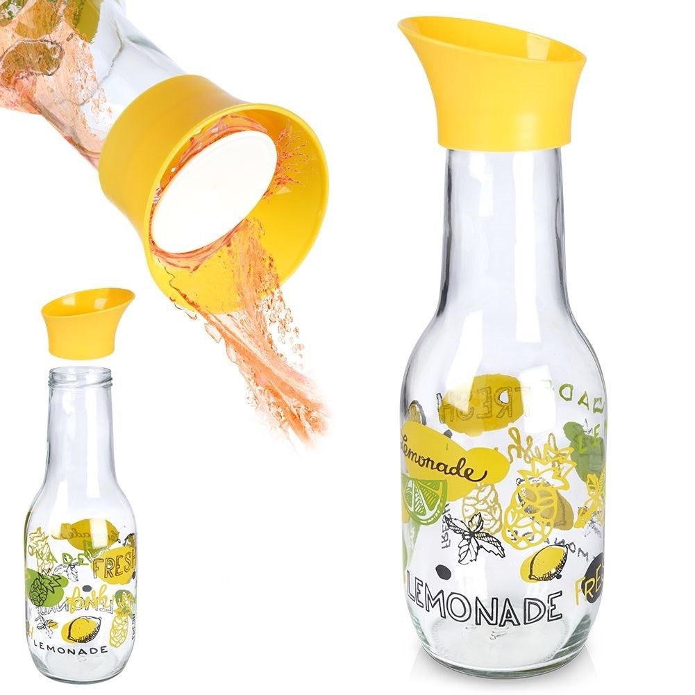Elegant Glass Jug with Lid and Special Pouring System, 1 Liter