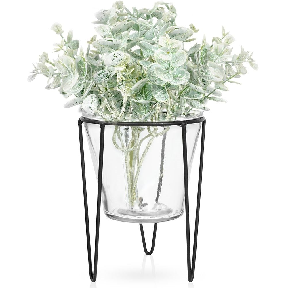 Elegant Glass Vase with Metal Stand for Stylish Interior