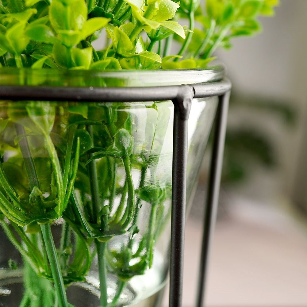 Elegant Glass Vase with Metal Stand for Stylish Interior