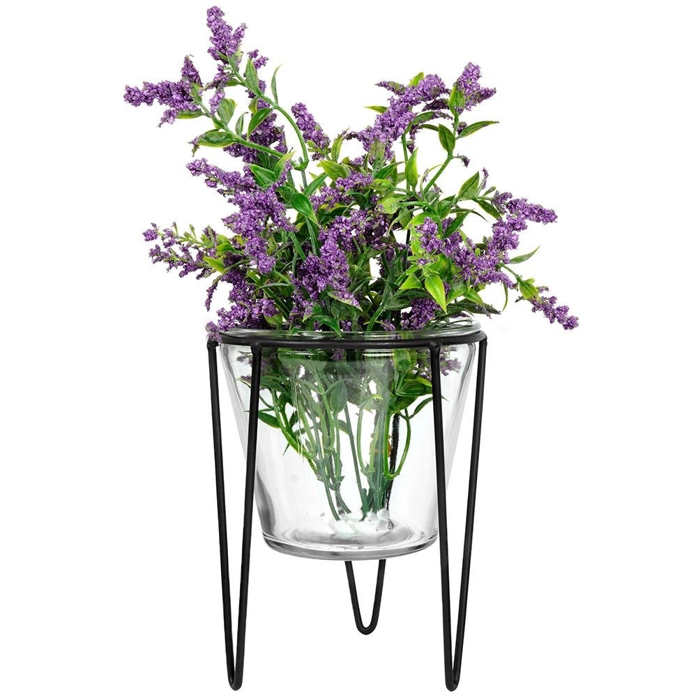 Elegant Glass Vase with Metal Stand for Stylish Interior