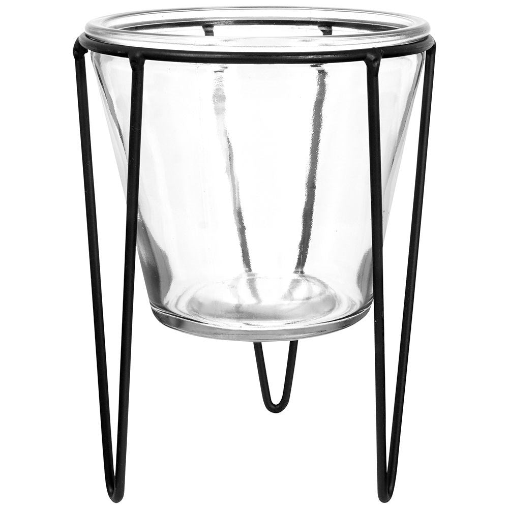 Elegant Glass Vase with Metal Stand for Stylish Interior