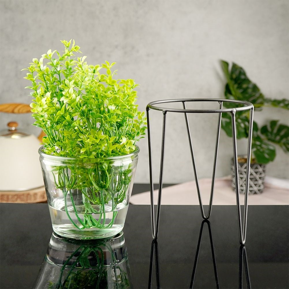 Elegant Glass Vase with Metal Stand for Stylish Interior