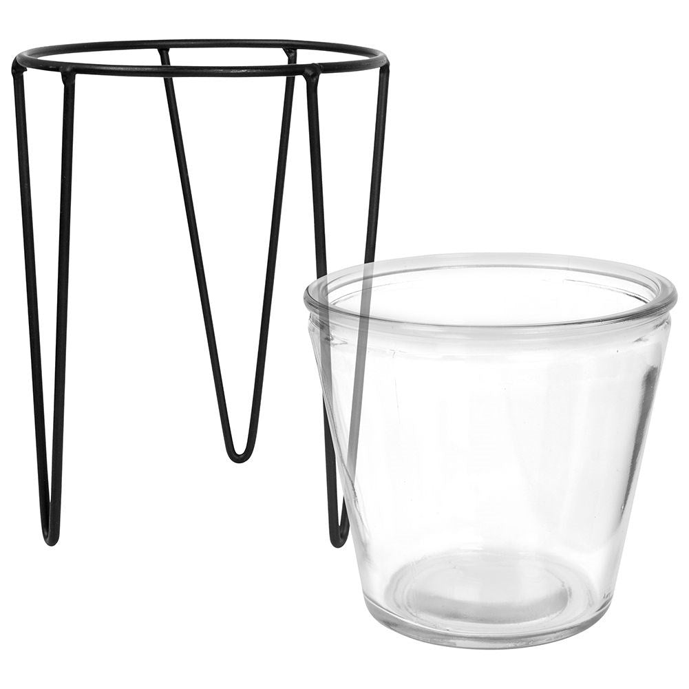 Elegant Glass Vase with Metal Stand for Stylish Interior