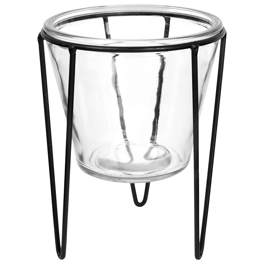 Elegant Glass Vase with Metal Stand for Stylish Interior