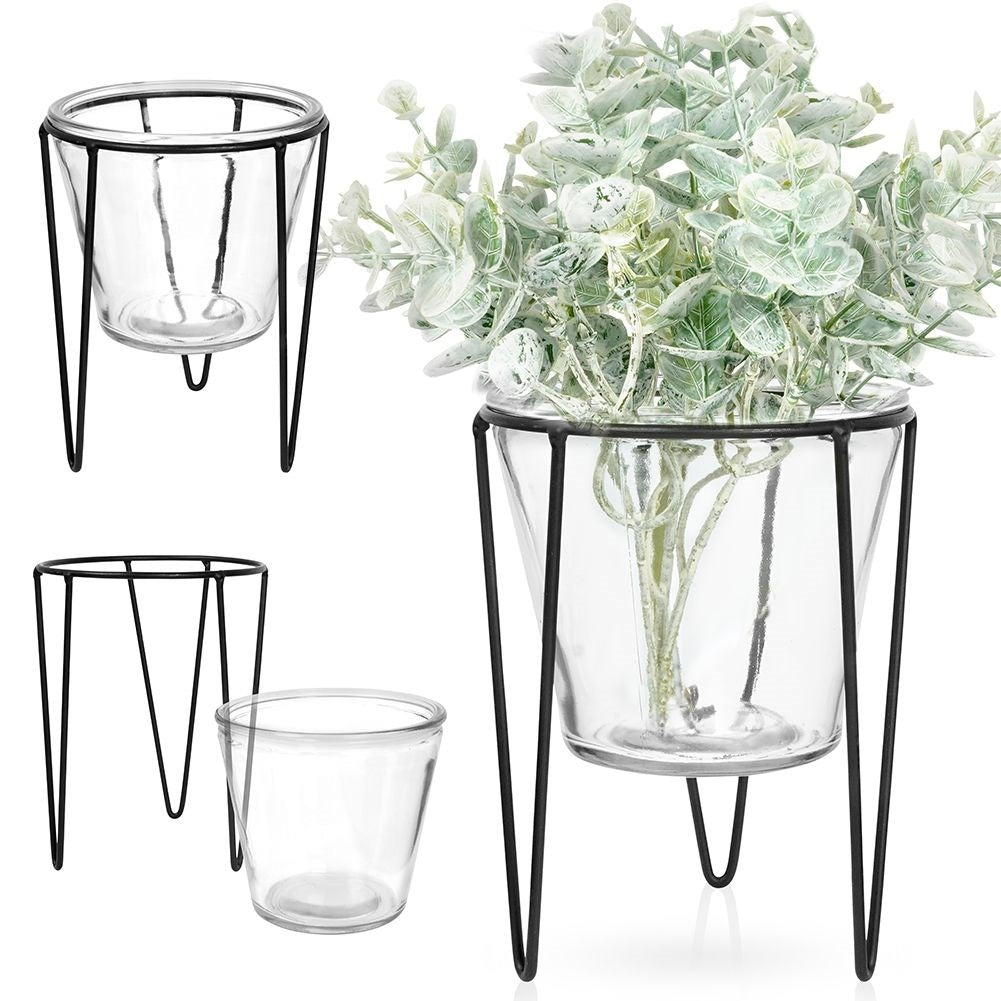 Elegant Glass Vase with Metal Stand for Stylish Interior