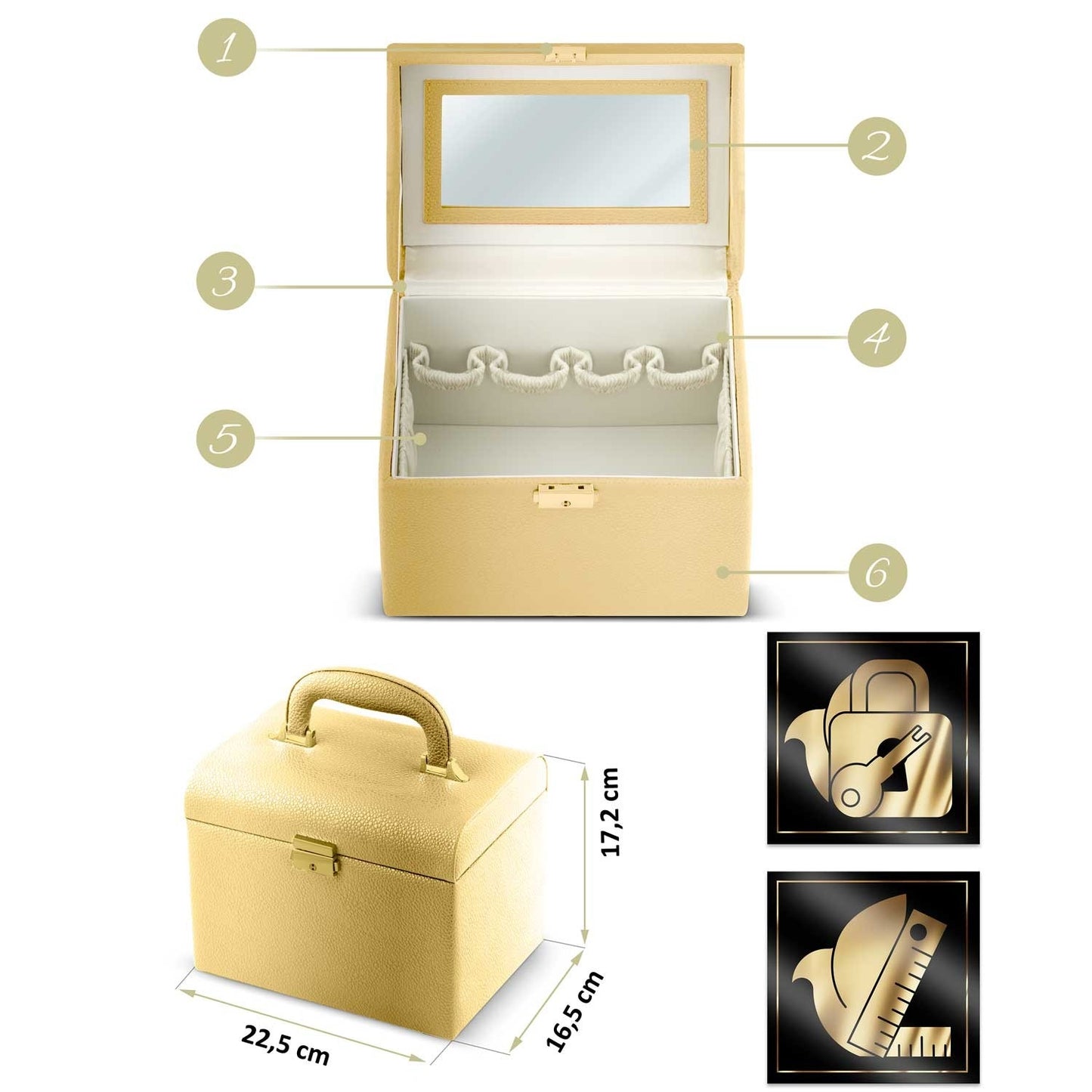 Elegant Gold Cosmetic Case Massido MS-706