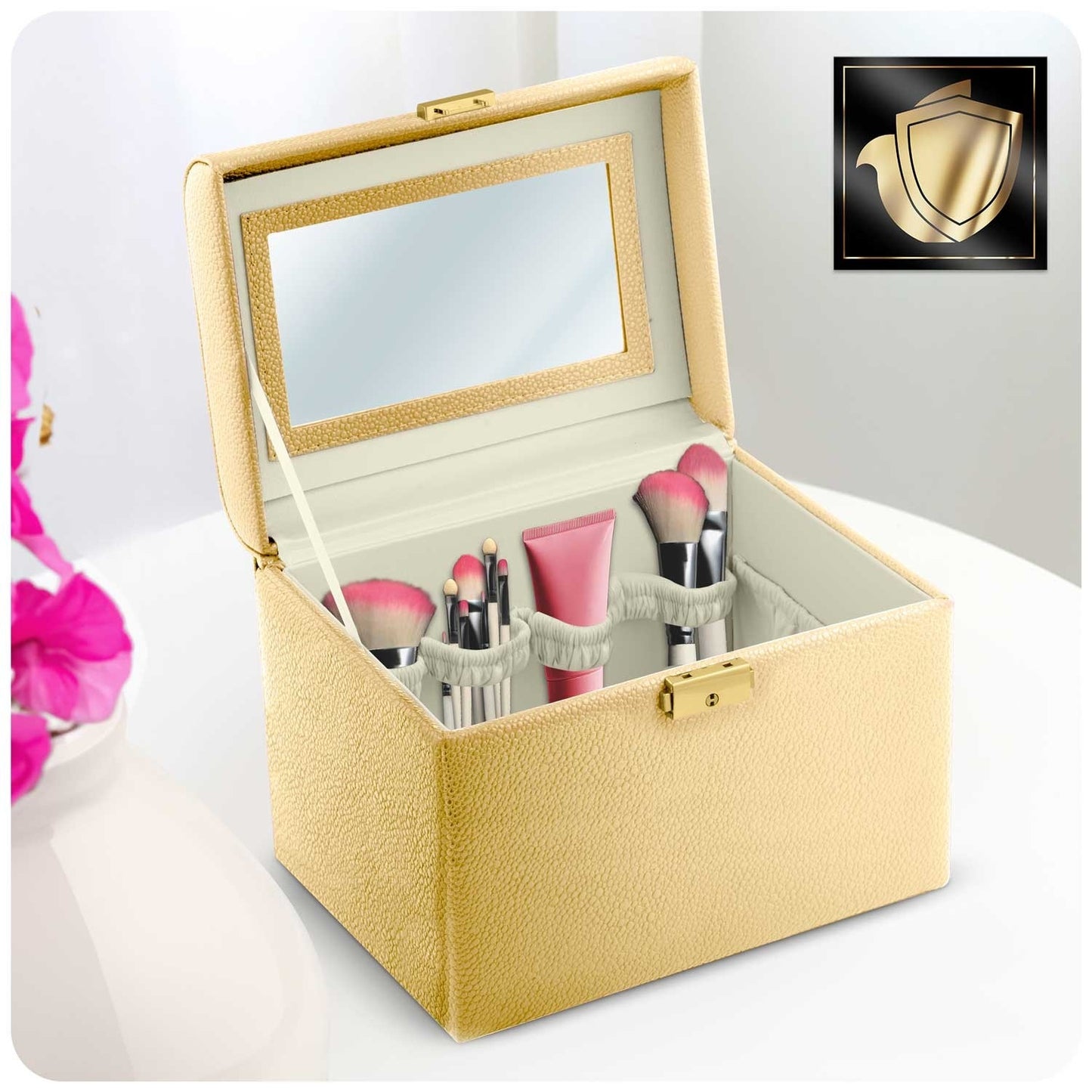 Elegant Gold Cosmetic Case Massido MS-706