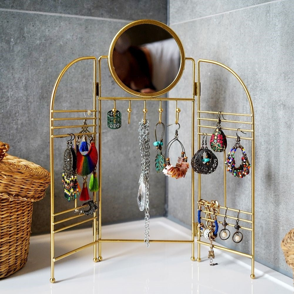 Elegant Jewelery Hanger in Gold with Mirror