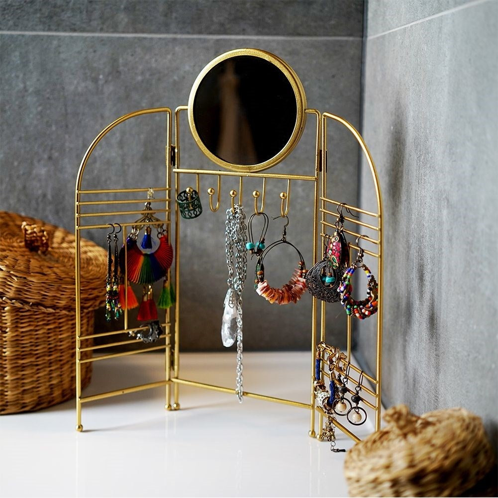 Elegant Jewelery Hanger in Gold with Mirror