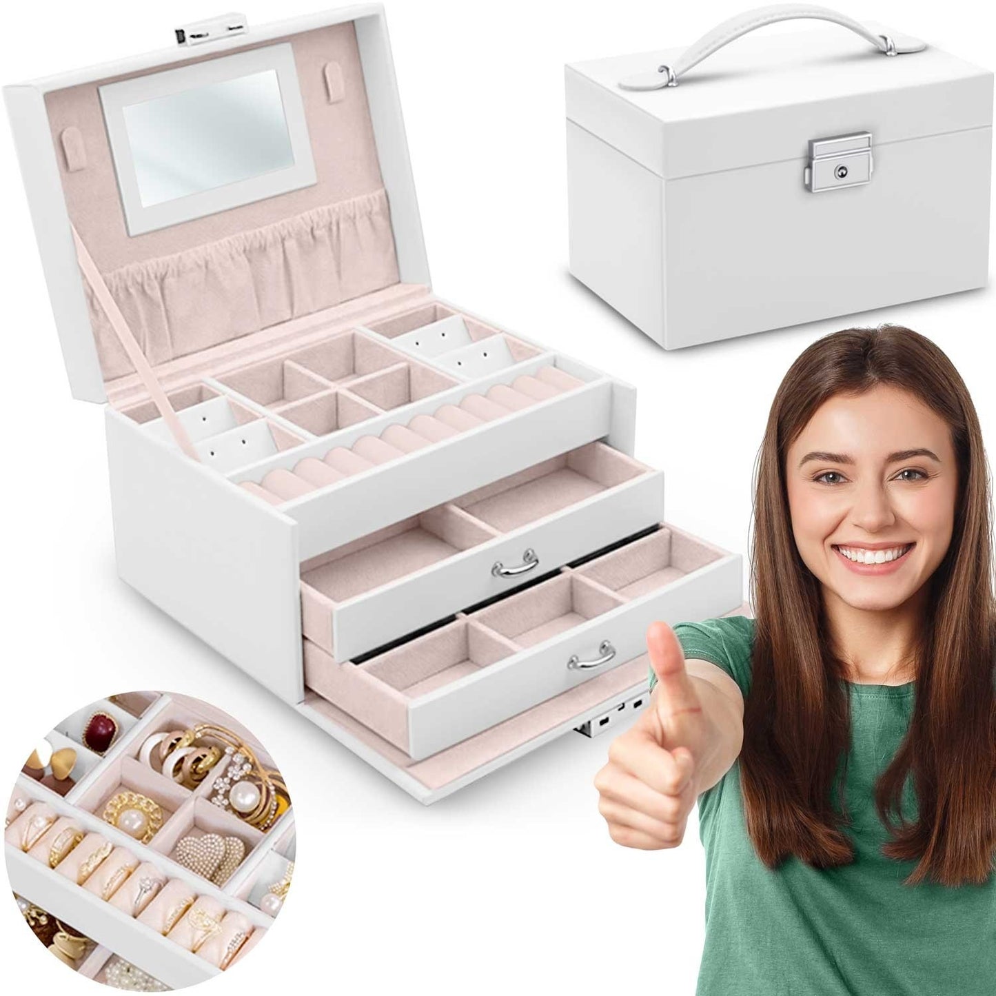 Elegant Jewelry Box MS-700 Massido - White