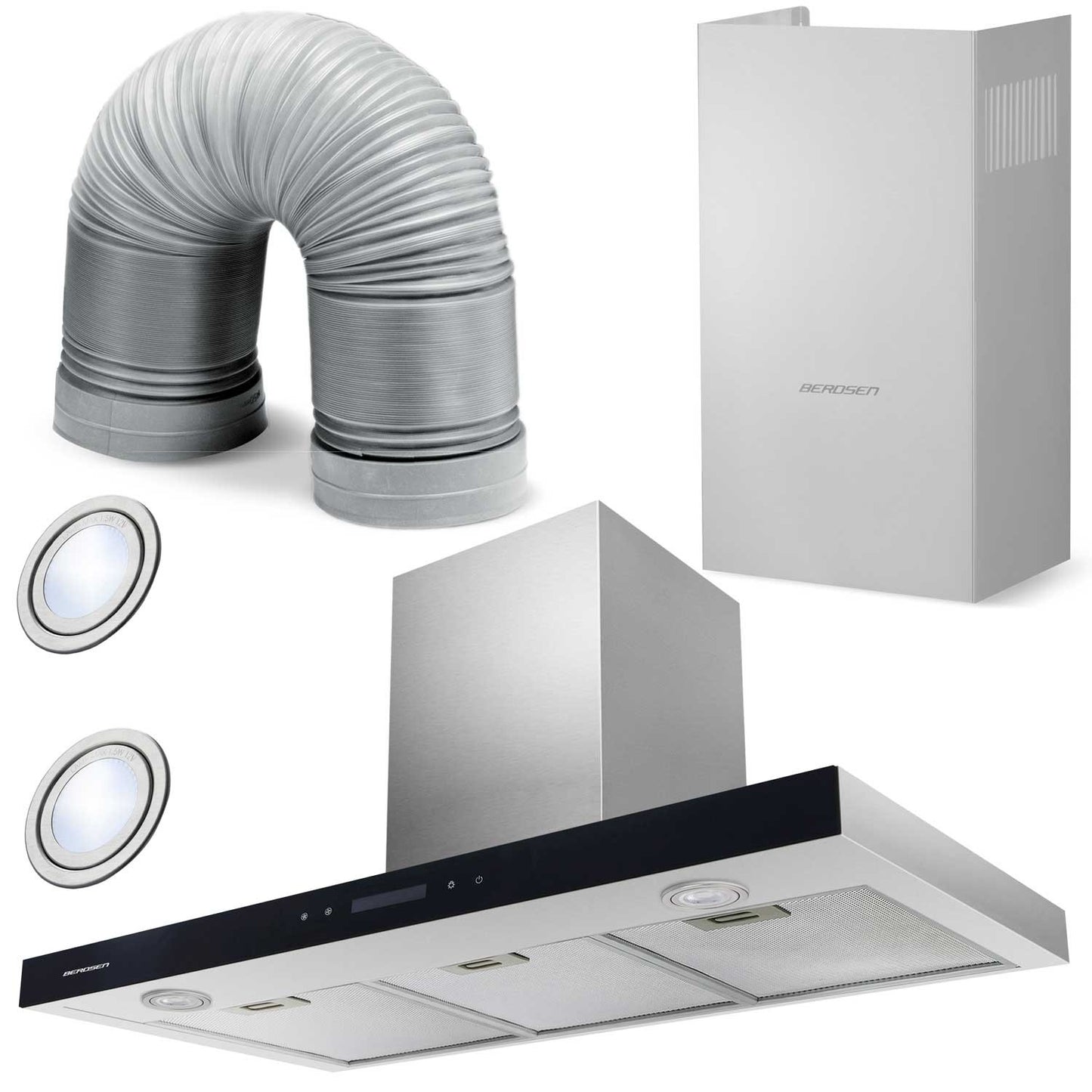 Elegant Kitchen cooker hood 90 cm Stainless Steel Berdsen BE-90S
