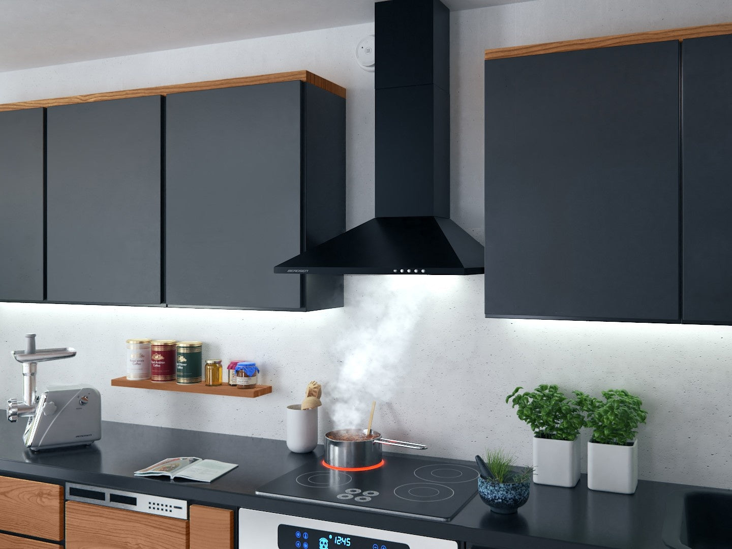 Elegant Kitchen hood 60 cm Berdsen BT-214 Black