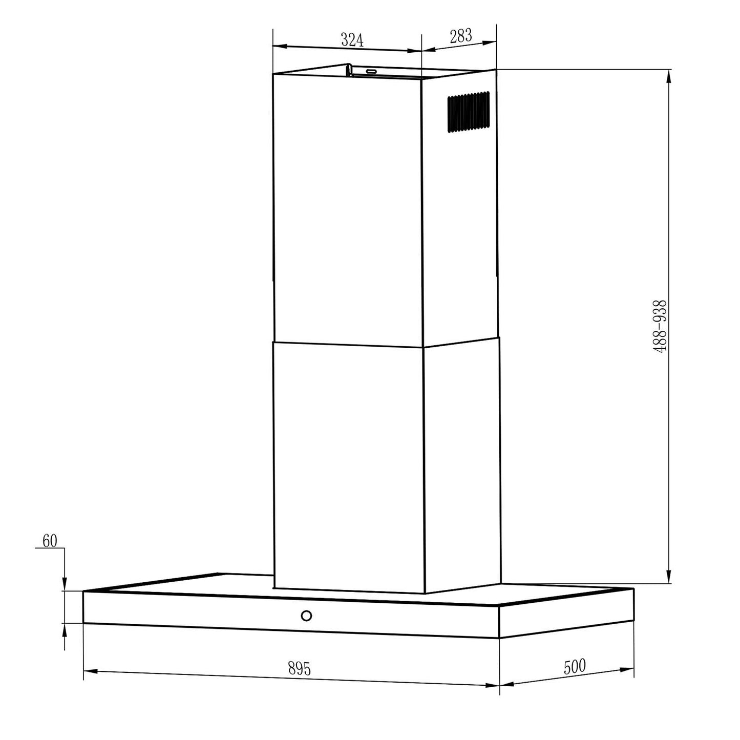 Elegant Kitchen hood 90 cm Black Berdsen BT-218