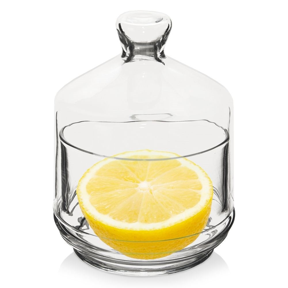 Elegant Lemon Bowl with Lid in Transparent Glass