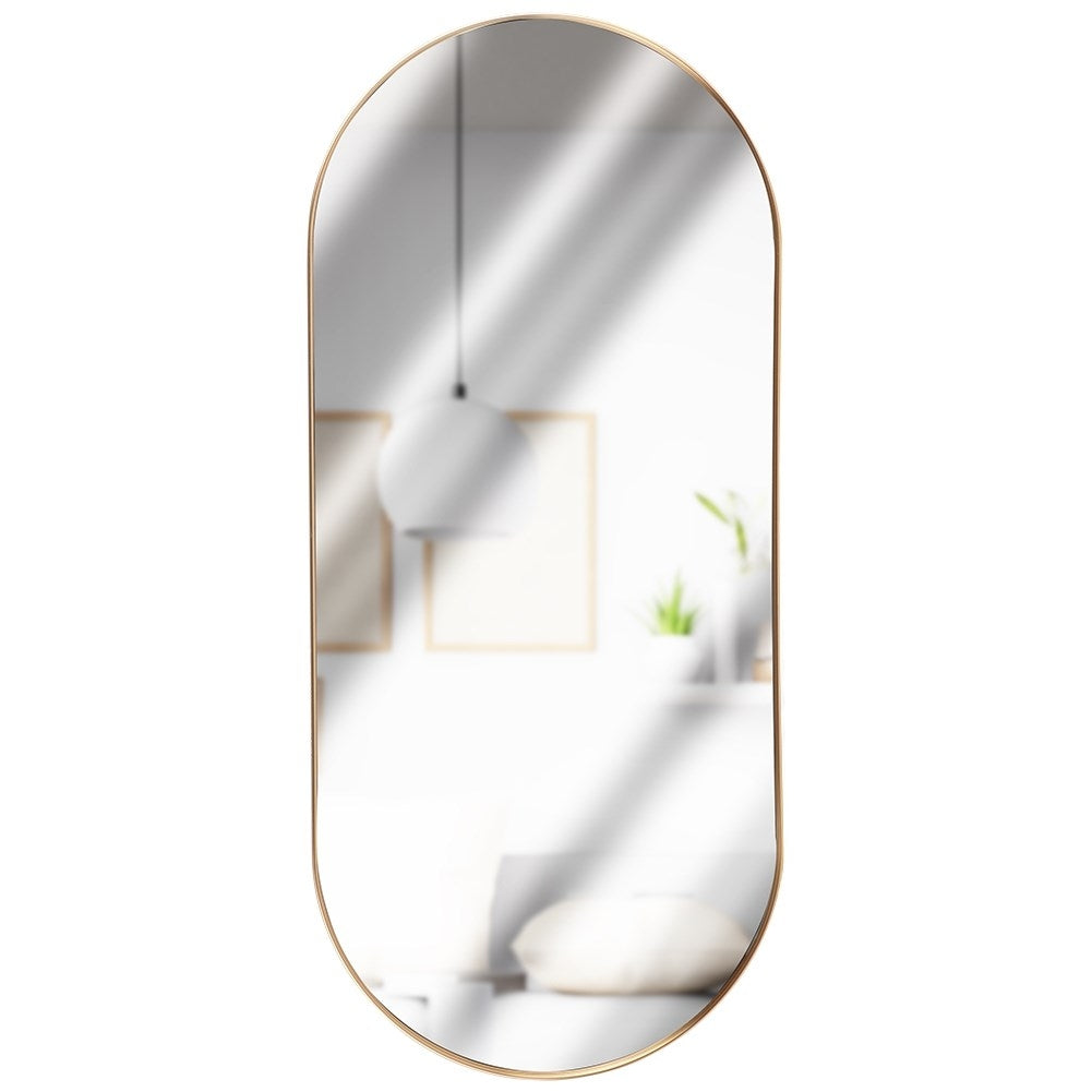 Elegant Oval Wall Mirror with Gold Metal Frame