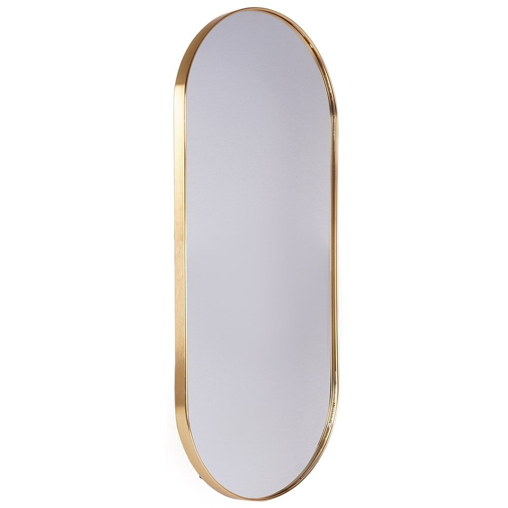 Elegant Oval Wall Mirror with Gold Metal Frame