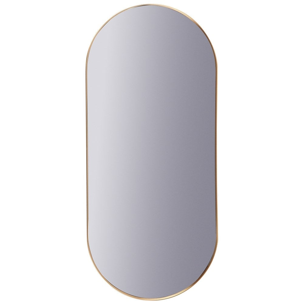 Elegant Oval Wall Mirror with Gold Metal Frame