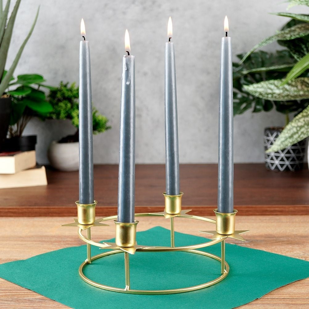Elegant Round Candlestick in Gold for Four Long Candles