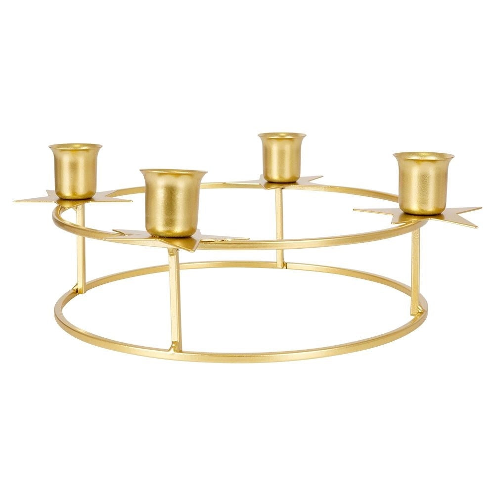 Elegant Round Candlestick in Gold for Four Long Candles