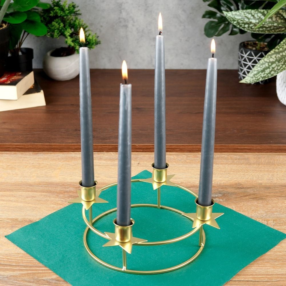 Elegant Round Candlestick in Gold for Four Long Candles