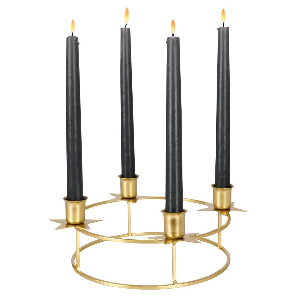 Elegant Round Candlestick in Gold for Four Long Candles