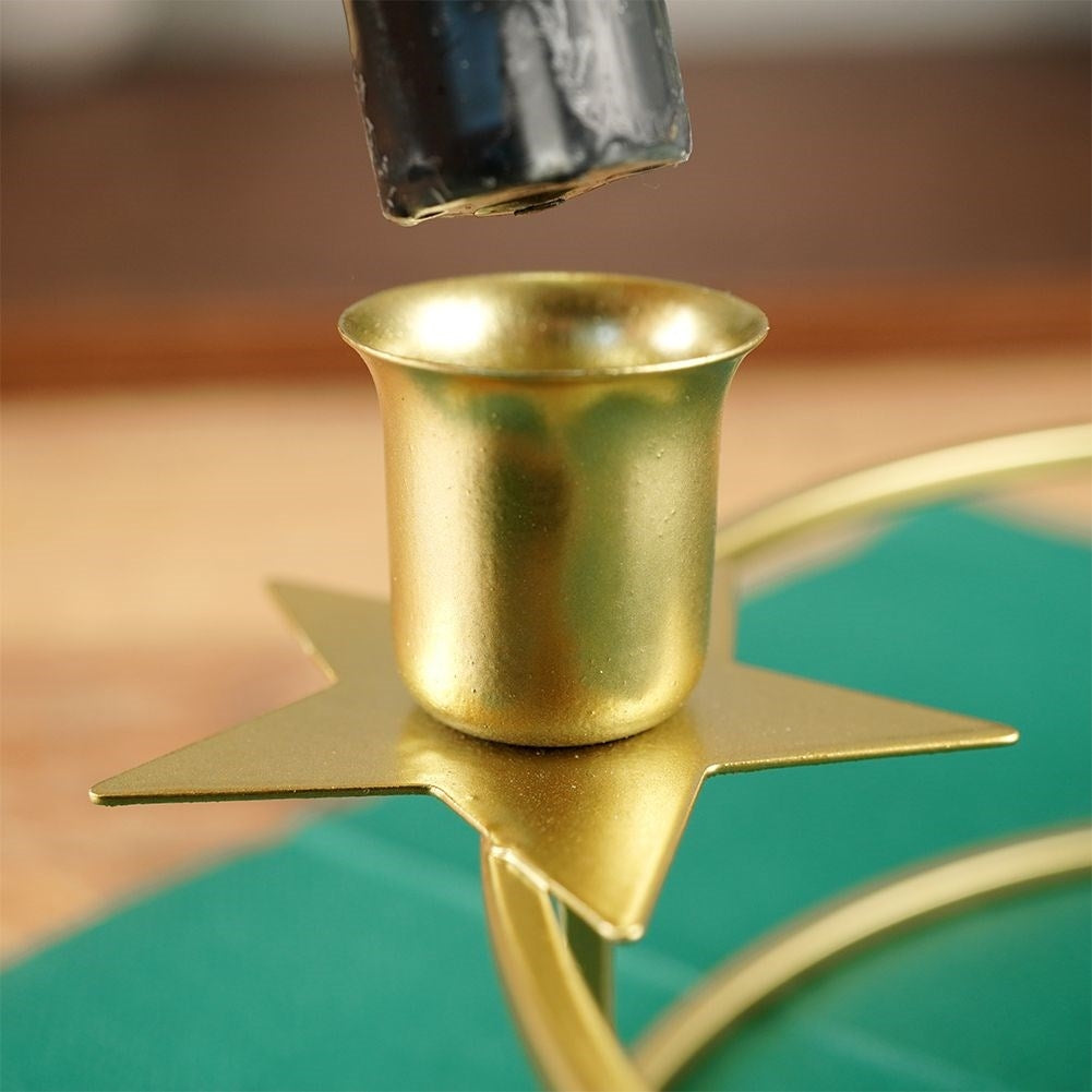Elegant Round Candlestick in Gold for Four Long Candles