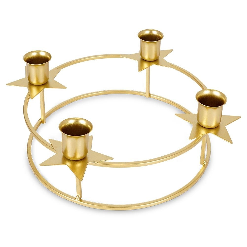 Elegant Round Candlestick in Gold for Four Long Candles