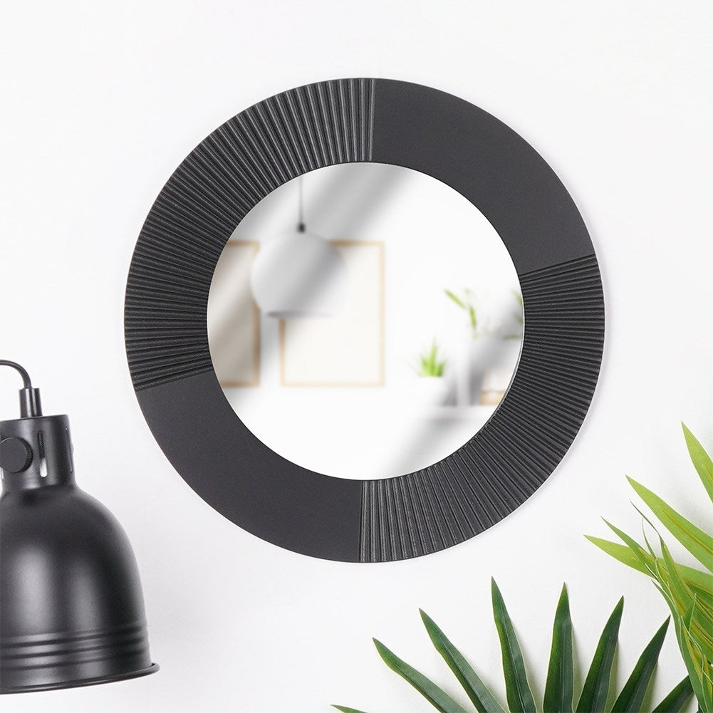 Elegant Round Wall Mirror with Black MDF Frame