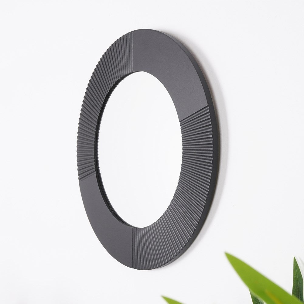 Elegant Round Wall Mirror with Black MDF Frame