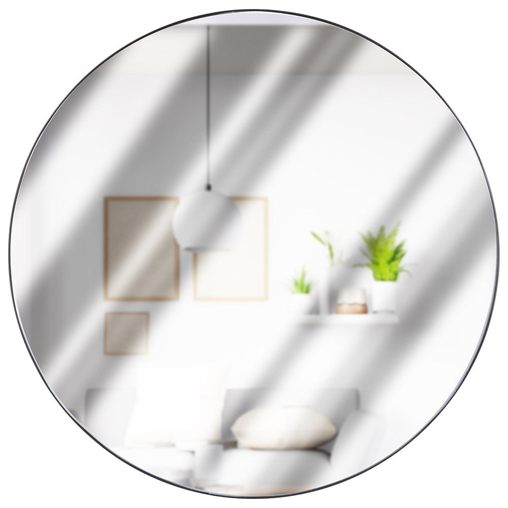 Elegant Round Wall Mirror with Black Metal Frame