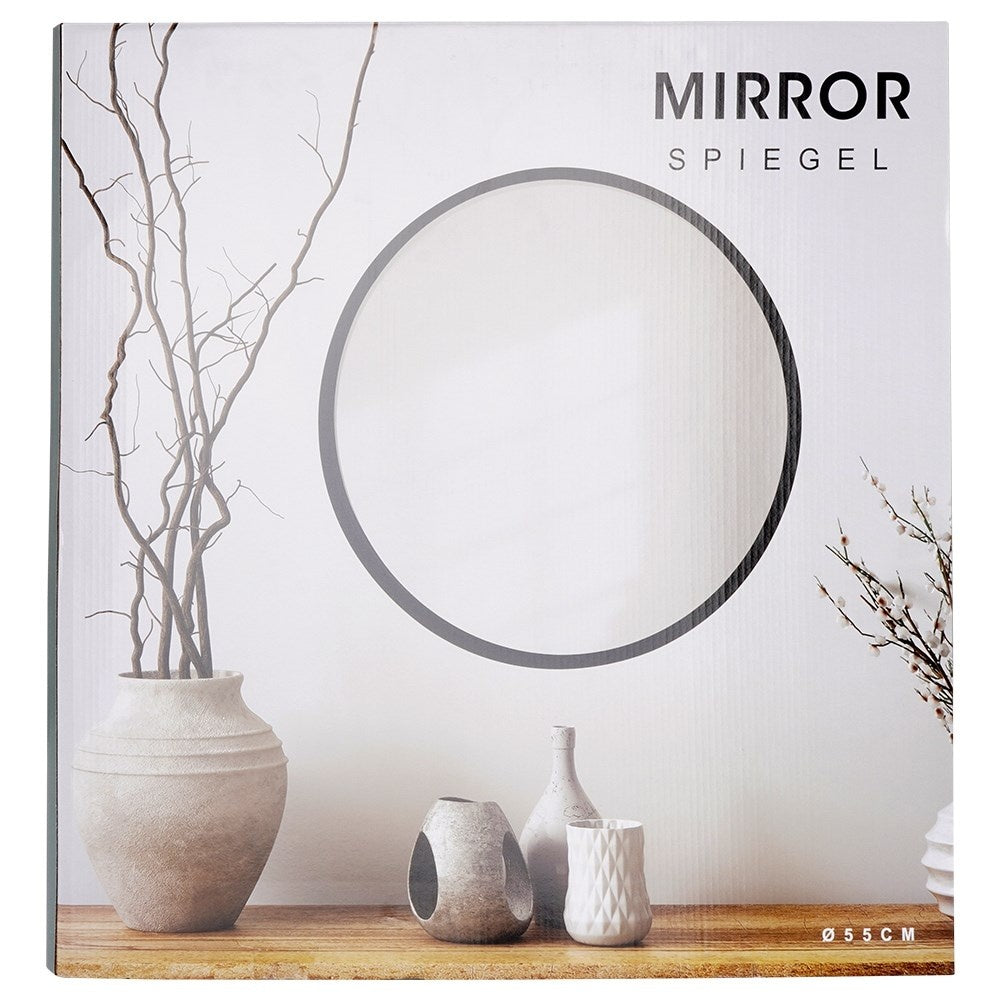Elegant Round Wall Mirror with Black Metal Frame