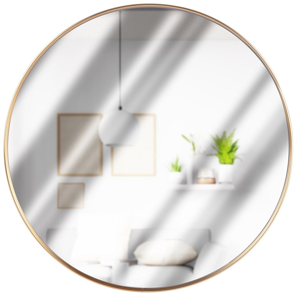 Elegant Round Wall Mirror with Gold Metal Frame