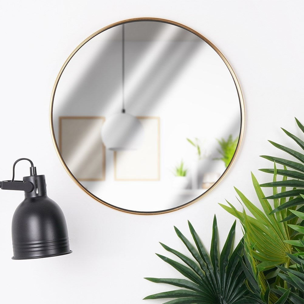 Elegant Round Wall Mirror with Gold Metal Frame